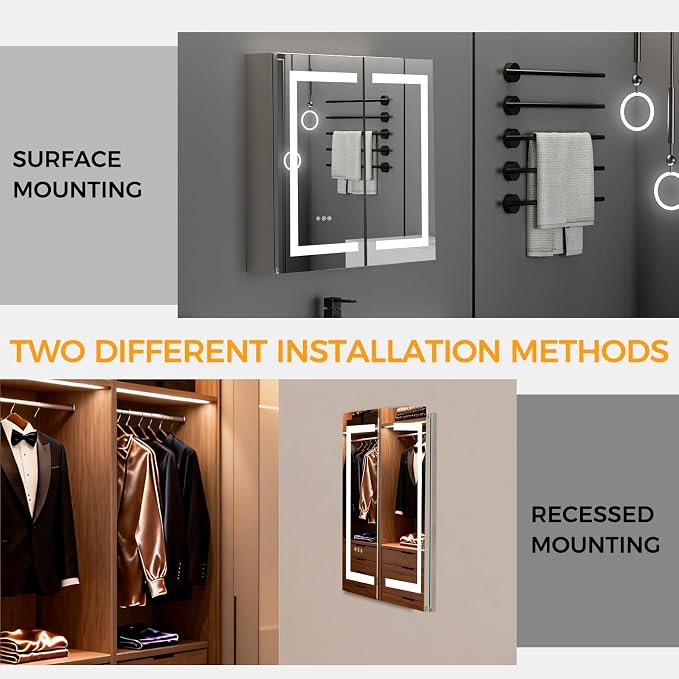 New LED Bathroom Mirror 24 * 36 Stepless Dimmable Wall Mirrors - Image 6