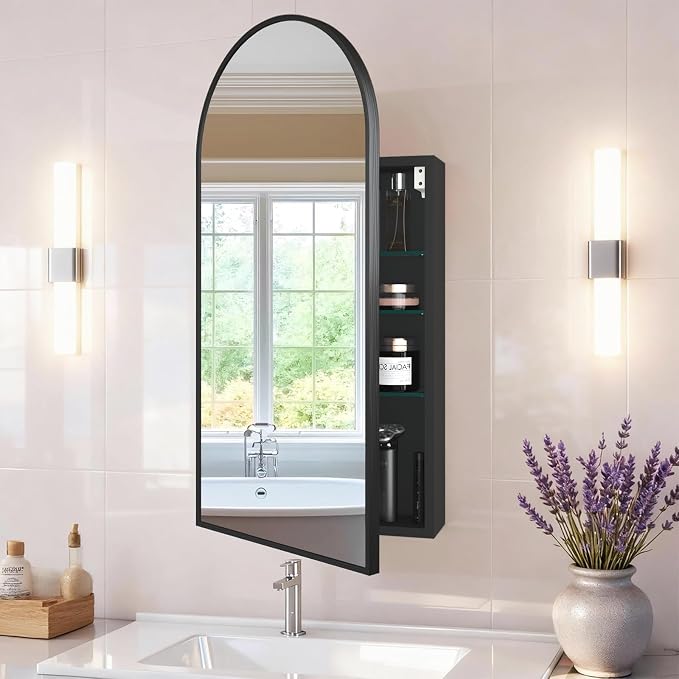 FKWin Arched Black Bathroom Medicine Cabinet by FKWinCreateCozyandHealthy