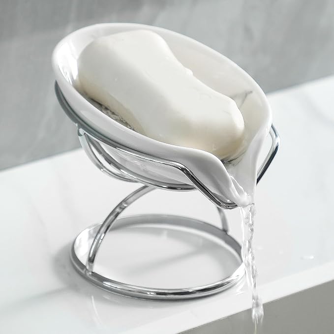 Leaf-Shaped Soap Dish – Premium Ceramic Soap Bar Holder by Dobbyby