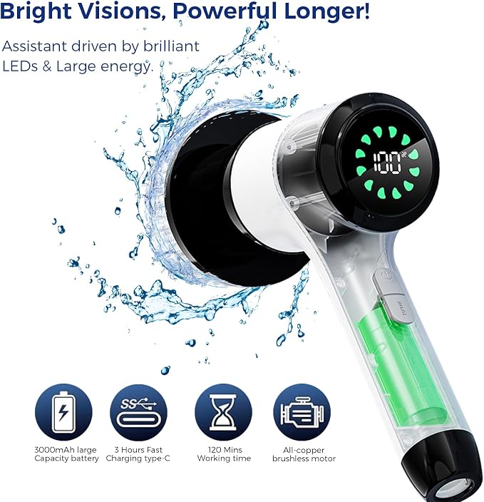 Electric Spin Scrubber for Cleaning-2 Adjustable Speeds, 8 Cleaning Brushes - Image 5