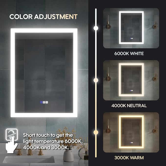 WELLFOR 24 x 32 Inch LED Medicine Cabinet - Image 8