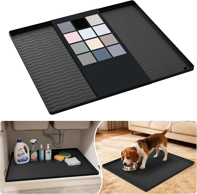 URMONA Waterproof Silicone Under Sink Mat 25'' x 22'' Shelf Liner by URMONA