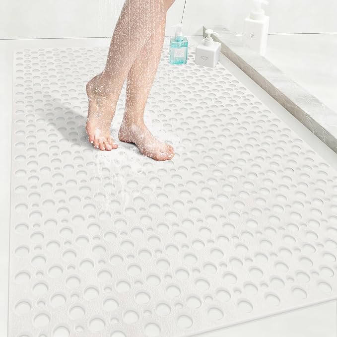 Non Slip Shower Mat with Suction Cups, 31.5x47.2 Inch Quick Drain TPE Anti Slip by EIVINJE