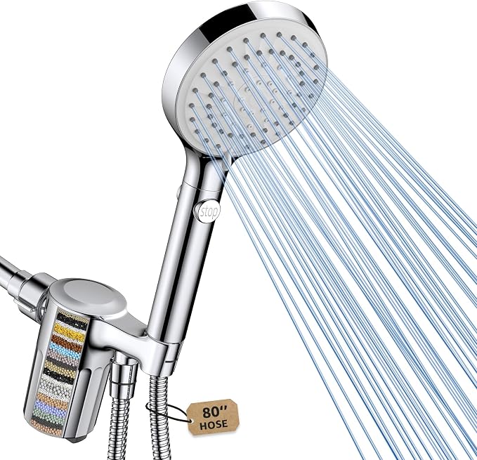FASDUNT Shower Head with Handheld, Filtered Shower Head with 80" Extra Long Hose by FASDUNT