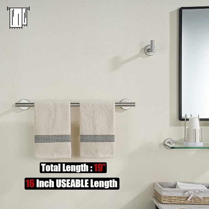 JQK Towel Bar Brushed Steel, 19 Inch 304 Stainless Steel Thicken 0.8mm Towel - Image 3