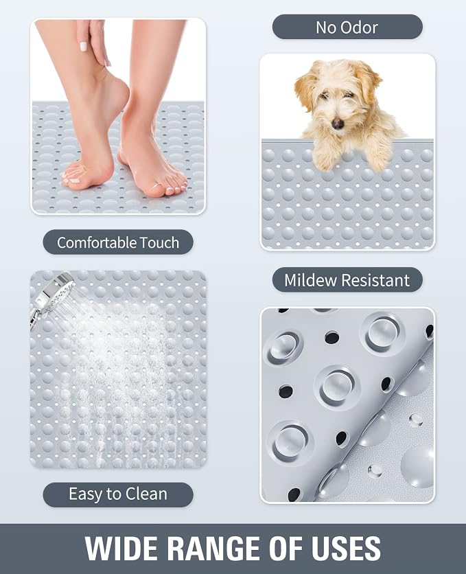Yolife Extra Large Shower Mat, 34.3" L x 23.3" W TPE Anti Slip Stand Up Shower - Image 5