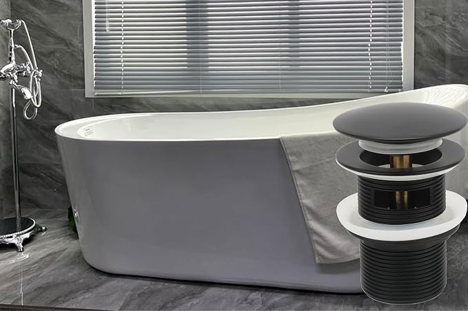 Matte Black Freestanding Bathtub Drain Stopper, Suitable - Image 2
