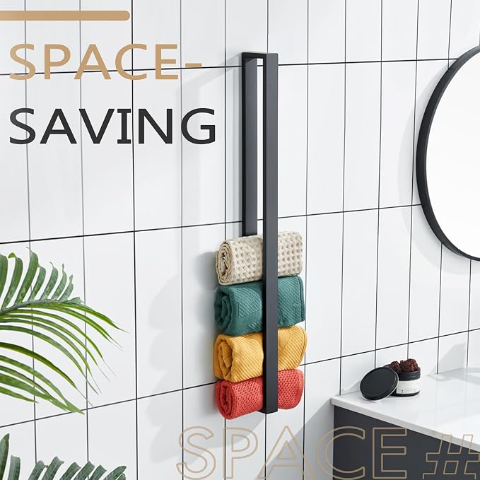 KOKOSIRI Towel Bar Matte Black Bath Towel Holder 32-Inch Kitchen Rack Stainless - Image 8