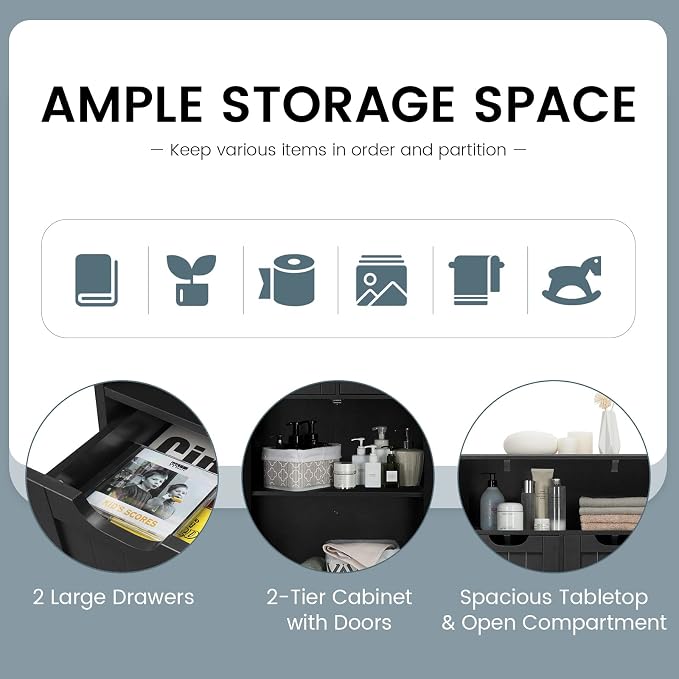 COSTWAY Bathroom Storage Cabinet, Freestanding Storage Organizer - Image 5