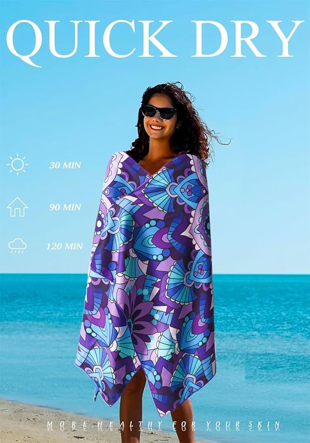 6 Pack Microfiber Lightweight Thin Beach Towel Sand Free Quick Dry Super - Image 6