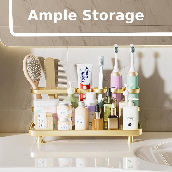 Electric Toothbrush Holder for Bathroom Countertop 5 Metal Slots Toothpaste - Image 3