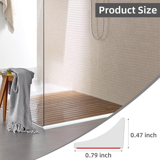 67 Inch Collapsible Shower Threshold Water Dam Barrier, Self Adhesive Silicone - Image 2