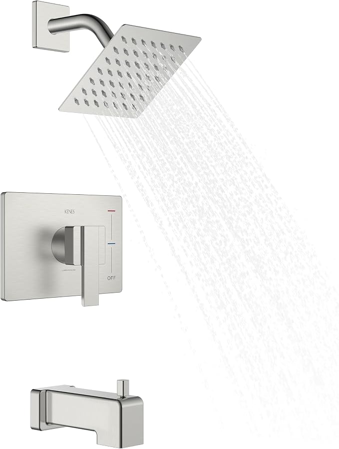 KENES Tub Shower Faucet Set Complete, Brushed Nickel Tub and Shower Trim Kit by KENESBathroomKitchen
