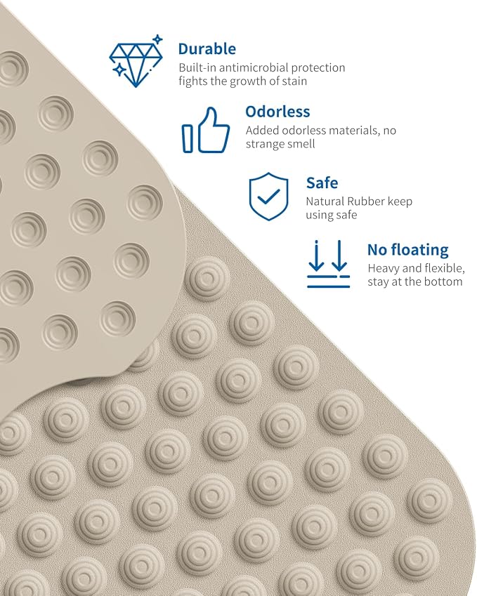 Bathtub Mat Non-Slip Without Suction Cups, 39x16inch Extra Long Bath Mats - Image 2