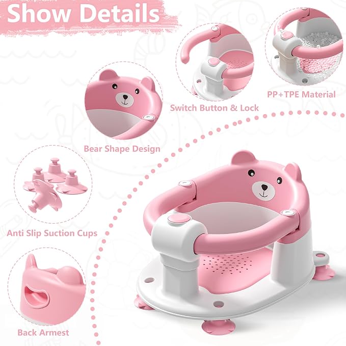 Baby Bath Seat for Babies 6 Months & Up, Toddler Bath Seats for Babies Sitting - Image 3