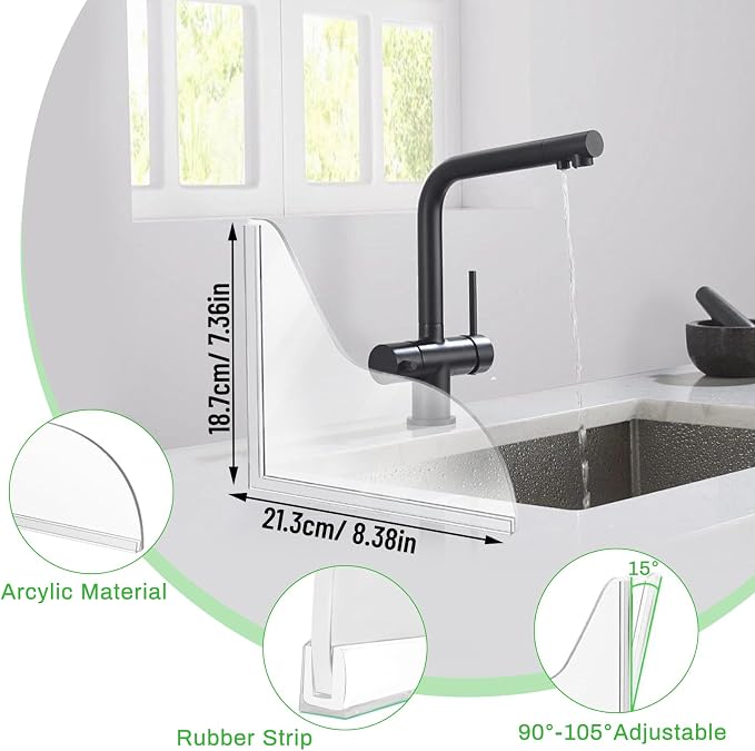 2 Pack Silicone Shower Splash Guard, Acrylic Sink Splash Guard - Image 4