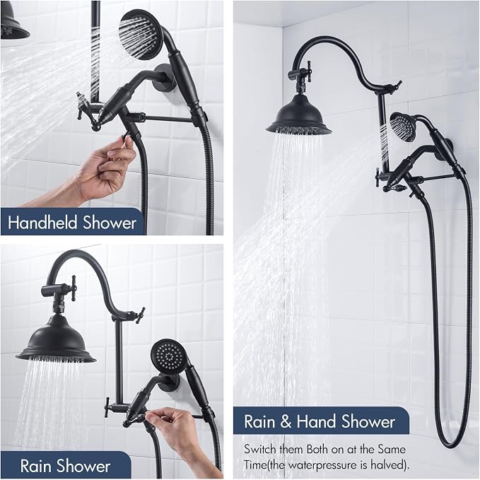 Bagnolux Solid Brass 6" High Pressure Black Rain Shower Head - Image 9