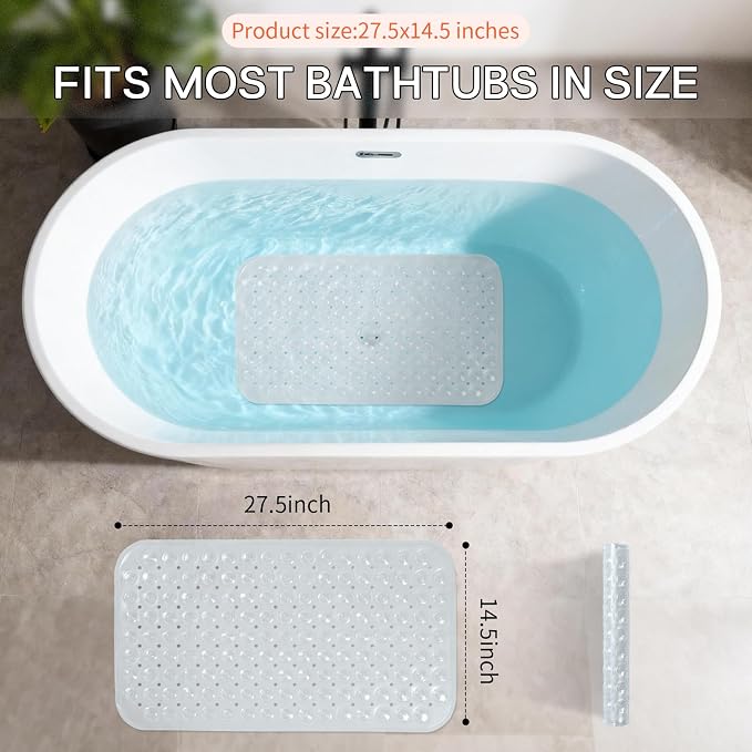 Anti-Slip Bathtub Shower mat, 27.5×14.5（Approximately 70×37cm） inch Soft - Image 3
