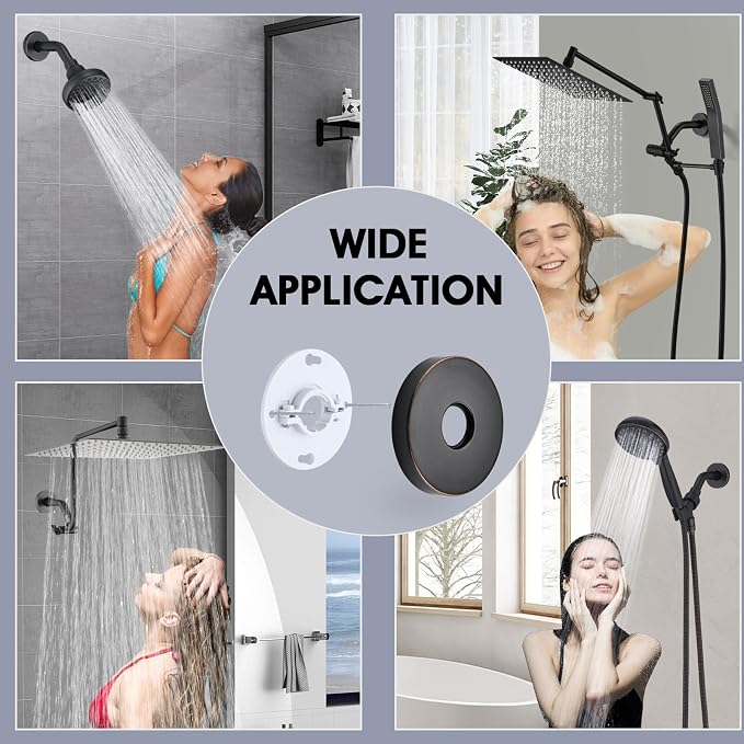 6 Inch Shower Arm with Flange and Stabilizer Bracket, Wall Mounted Shower Pipe - Image 6