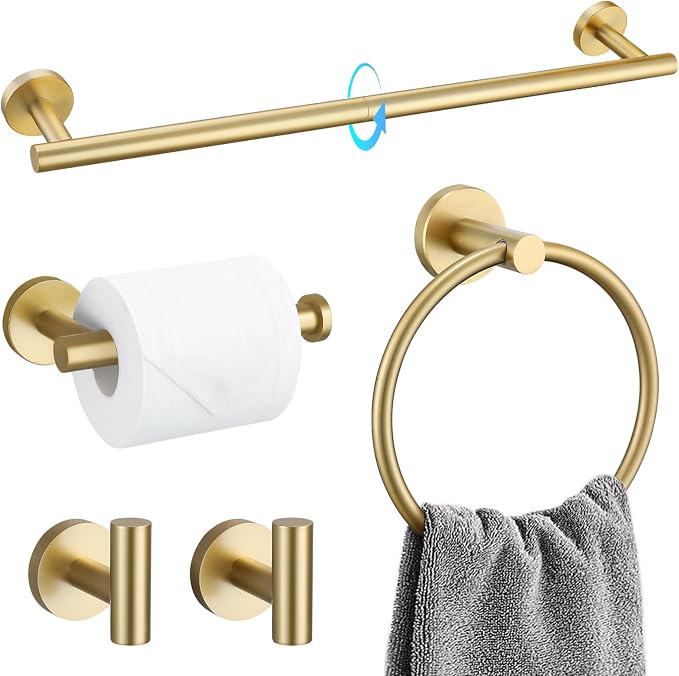 TQKAG 5 Piece Bathroom Accessories Set Brushed Gold Bathroom Hardware Set 23.6 by TQKAG