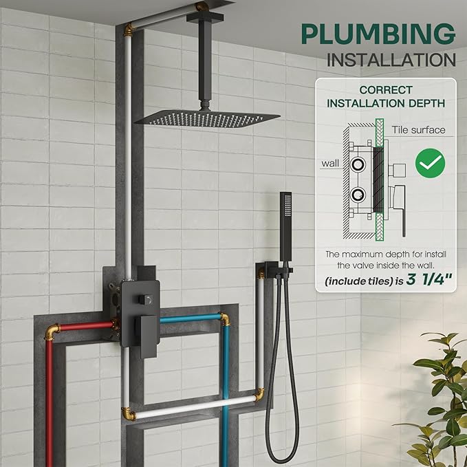 Ceiling Mount Shower Faucet Set, High-Pressure Showerheads Set - Image 2