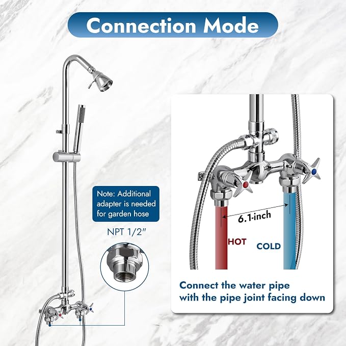 Polish Chrome Wall Mount Outdoor Shower Kit - Image 4