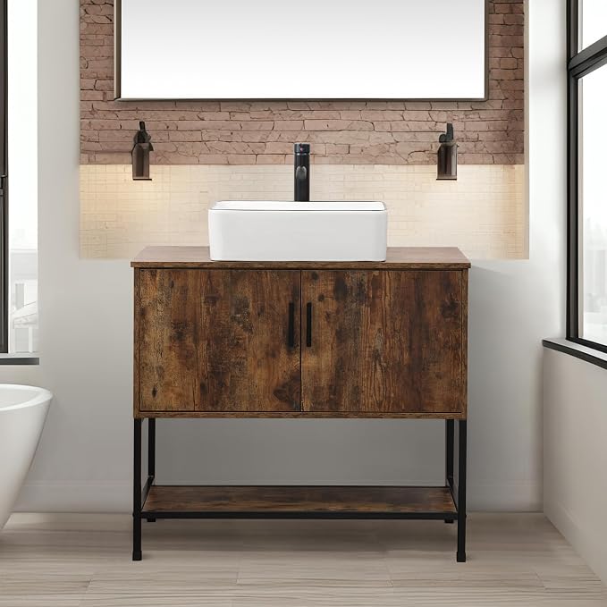 UEV Rustic Brown 36 Inch Bathroom Vanity by YourHomeExcellentVendor