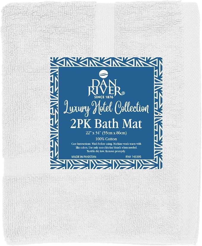 DAN RIVER Classic Cotton Bath Mats Set of 2 – Not a Bathroom Rug, Ultra Soft - Image 4