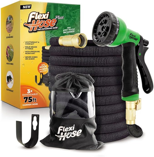 Flexi Hose PLUS with 8 Function Nozzle Expandable Garden Hose, Lightweight & by FlexiHose