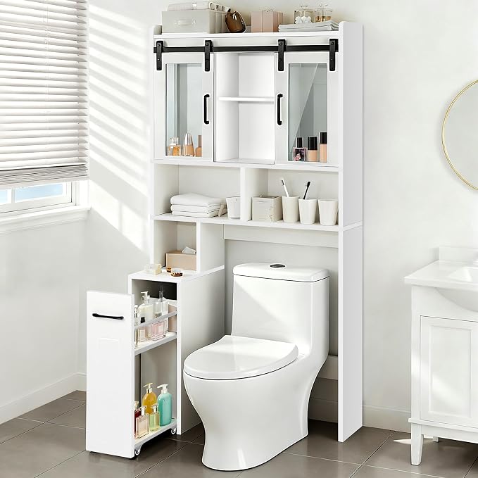 Extendable Rolling Drawer-Style Toilet Storage Cabinet. Conveniently Mobile. by Unknown