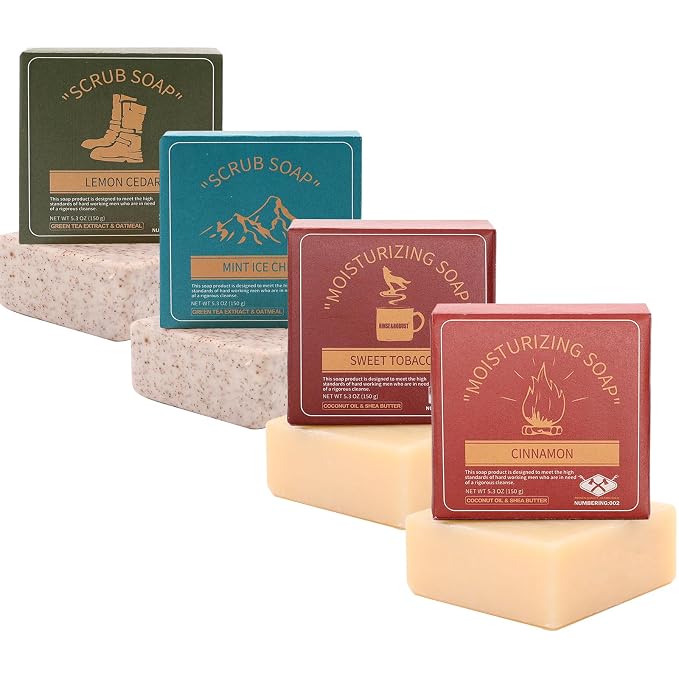 Rinse & Robust Mens Bar Soap Cleansing Bar Moisturizing & Exfoliating Scrub by RinseRobustUWorthChoice