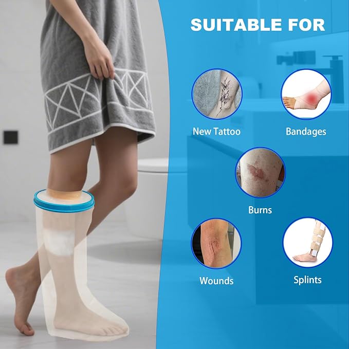 Waterproof Leg Cast Cover for Showering, Reusable Adult Short Leg Cast Protector - Image 6