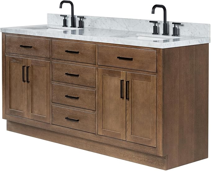 ARIEL Hepburn 73 Inch Double Rectangle Sink Bathroom Vanity - Image 4