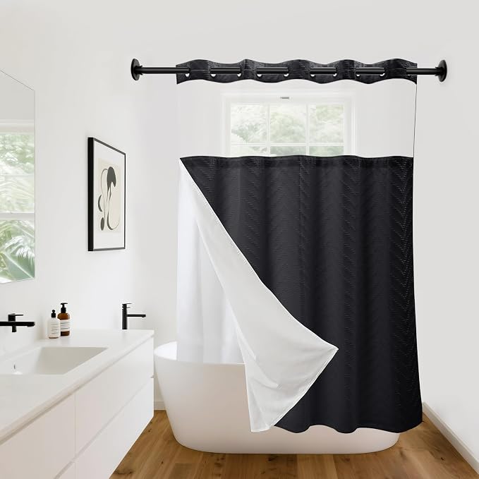 Hookless Shower Curtain with Snap in Liner 71" x 86" Double-Layer Waterproof by %EF%BC%B9%EF%BC%A7%EF%BC%A8%EF%BC%BA%EF%BC%B9%EF%BC%A7