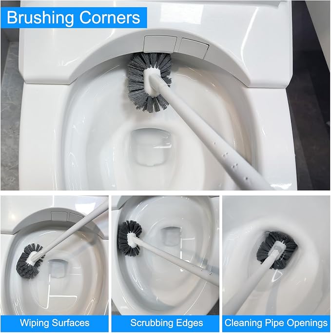 Curved Toilet Bowl Brush and Crevice Cleaning Brushes Set, Bathroom Cleaning - Image 3