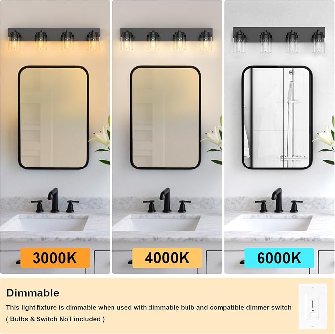 IZORRO Bathroom Vanity Light Fixture, 4-Light 27.5 Inch Matte Black Bathroom - Image 5