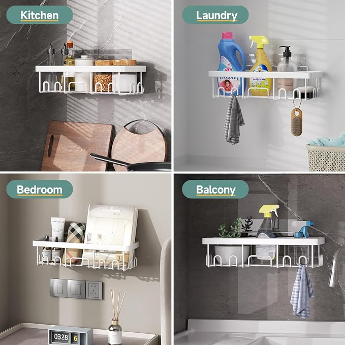 Veken 6-Pack Rustproof&Waterproof Shower Caddy, Adhesive Shelves Rack - Image 6