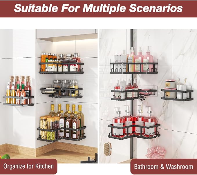 Shower Caddy Corner with Soap Holder, No Drilling Shower Shelves-Rustproof - Image 7