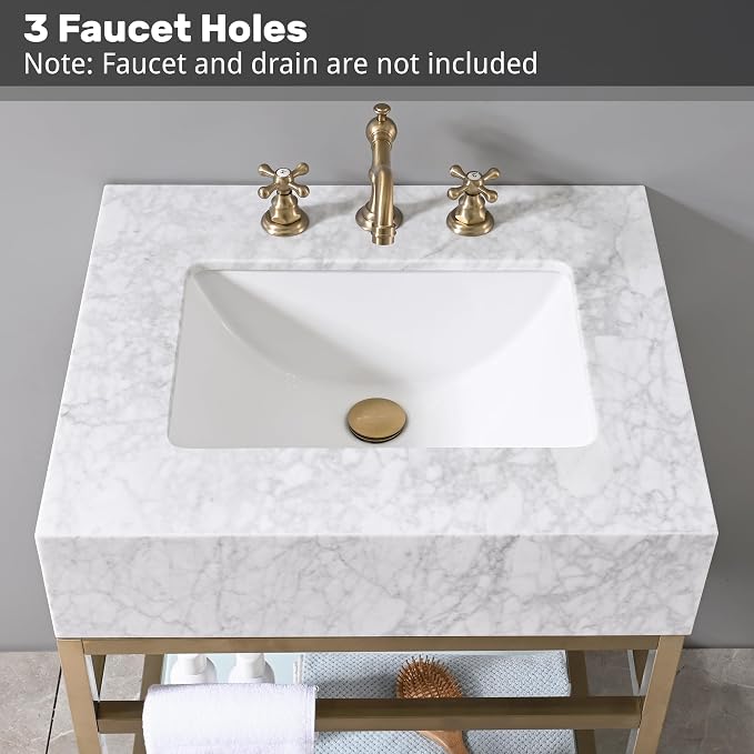 Gesipor Bathroom Carrara Marble Vanity - Image 3