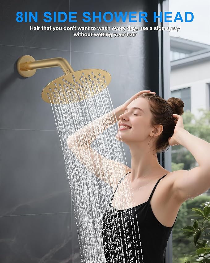 Shower System with Pressure Balance Valve, Brushed Gold - Image 5