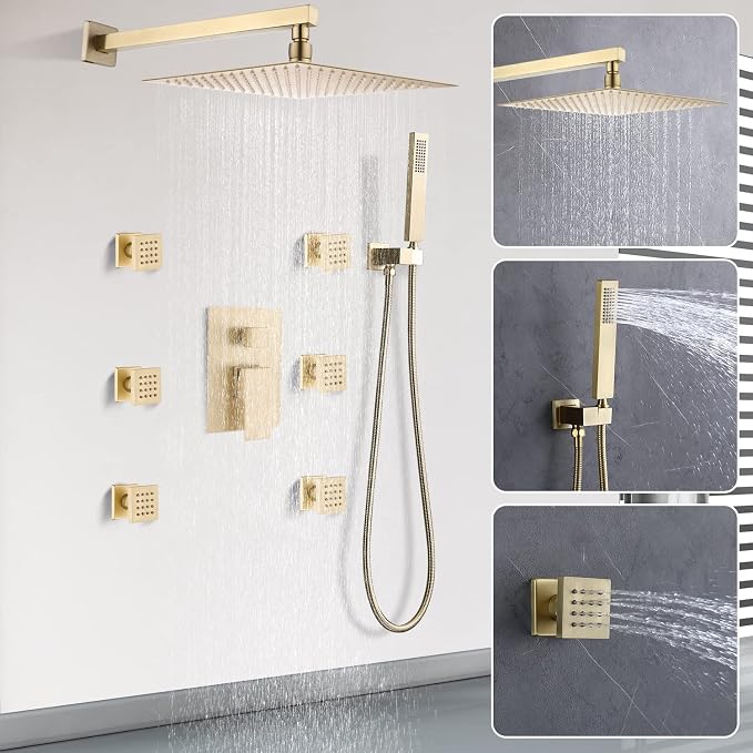 Enga Brushed Gold Rain Shower System - Image 9