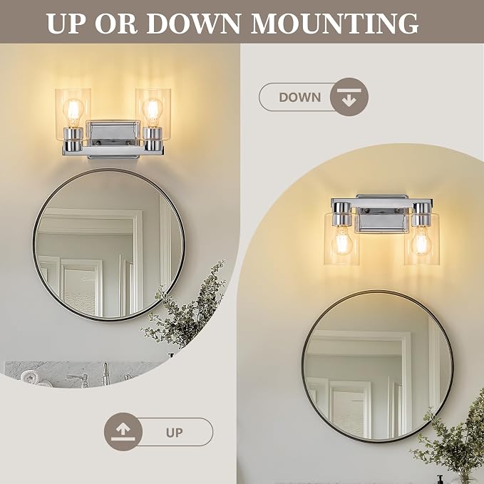 2-Light Bathroom Light Fixtures Modern Chrome Vanity Lights - Image 6