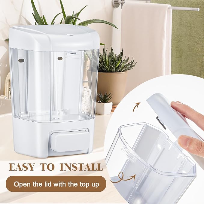 Hushee 4 Pcs Plastic Wall Mounted Soap Dispenser Commercial Manual Soap - Image 3