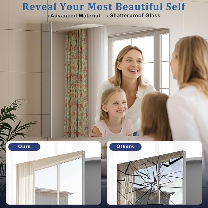 Bathroom Medicine Cabinet with Mirror, 16 Inch x 24 Inch Bathroom Mirror - Image 3