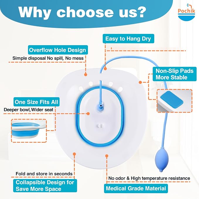 Pochik Sitz Bath for Toilet Seat Hemorrhoids and Postpartum Care, Yoni Steam - Image 5