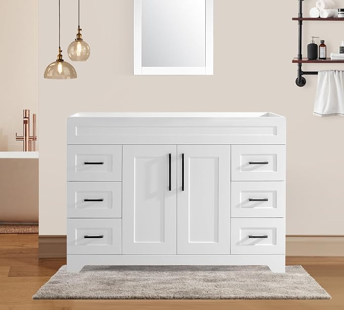 48" Bathroom Vanity Without Sink, Modern Solid Wood Bathroom Vanity Cabinet by SSFEG