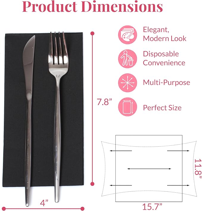 Prestee Black Dinner Napkins Disposable - Image 3