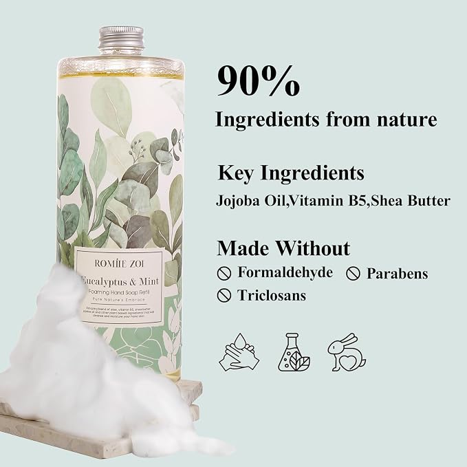 ROMIIE ZOI Eucalyptus & Mint Foaming Hand Soap Refills - Image 6