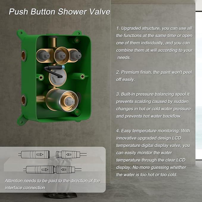 Temperature Display Shower Fixtures Brushed Nickel Rainfall Shower System - Image 7