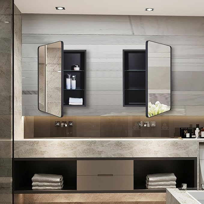 Black Bathroom Mirror Medicine Cabinet - Image 2